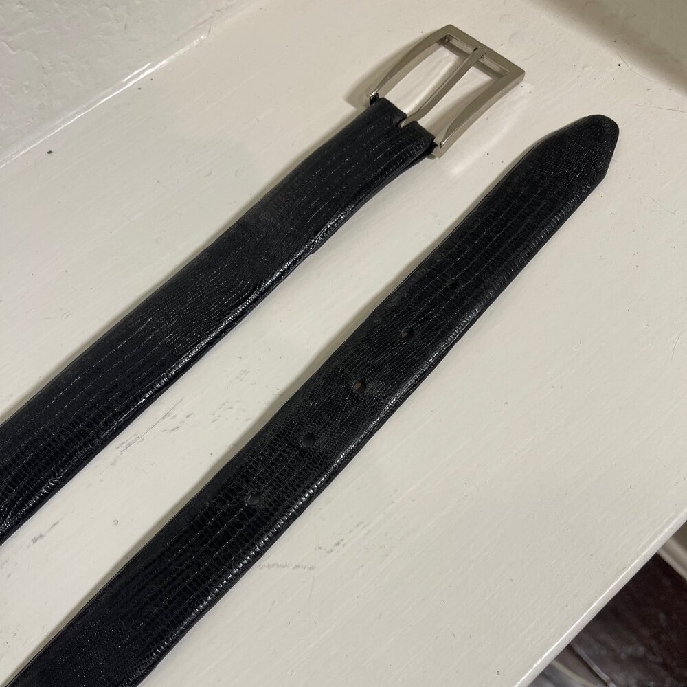 Jos. A. Bank Belt Mens size 36 Waist Black Genuine Leather Belt Silver Buckle